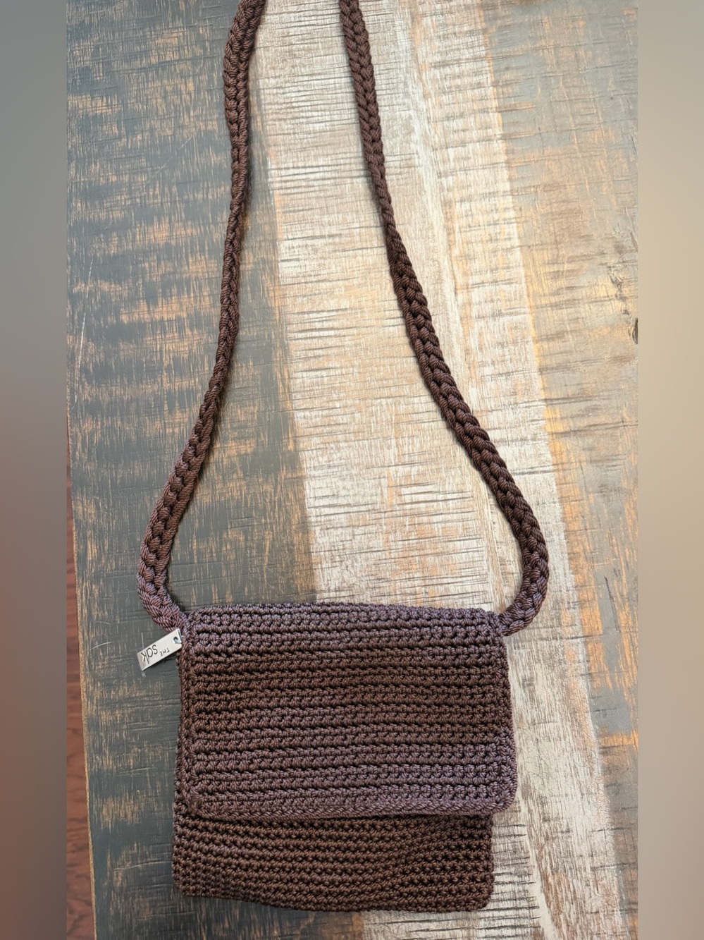 The Sak Crochet brown crossbody bag